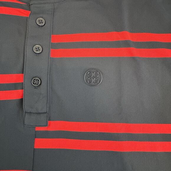 NWT G/FORE Golf Offset Stripe Tech Pique Polo Shirt Sz. LG. Patriotic Red/Blue - Picture 3 of 8